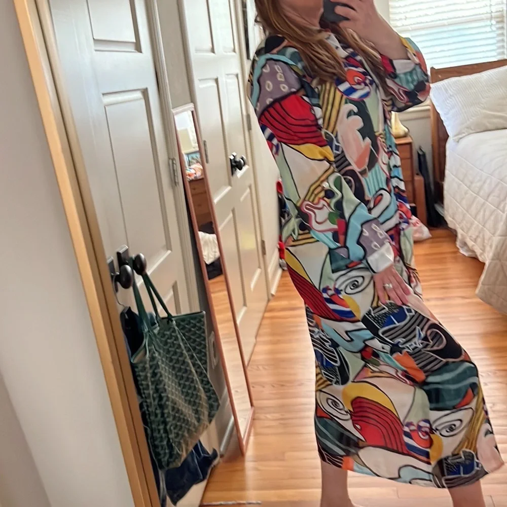 JUST DARVINY French Dress Fiji MD/LG button down shirt dress - Picture 14 of 16